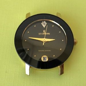 vintage Le Chateru genuine diamond black watch